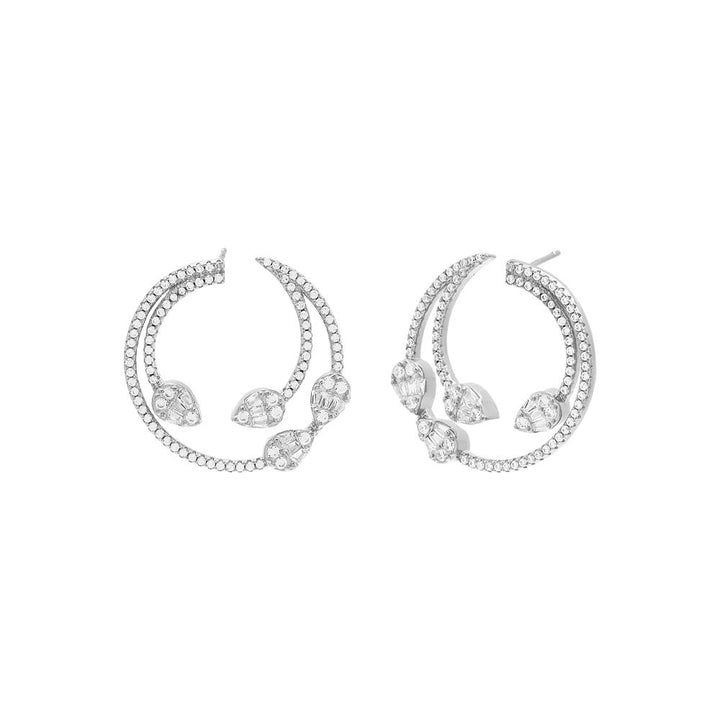 Rhodium Pave Illusion Teardrop On The Ear Stud Earring - Adina Eden's Jewels