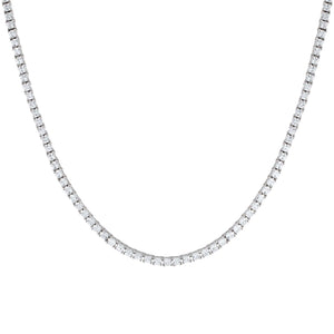 Silver / 22" / 3 MM Men's Princess Cut Tennis Necklace - Adina Eden's Jewels