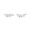 Silver / Pair Tiny Curved Marquise Bar Stud Earring - Adina Eden's Jewels