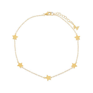 Gold Solid Multi Star Anklet - Adina Eden's Jewels