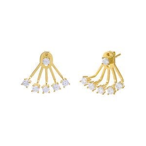 Gold Solitaire Ear Jacket Stud Earring - Adina Eden's Jewels