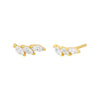 Gold / Pair Tiny Curved Marquise Bar Stud Earring - Adina Eden's Jewels