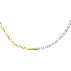 Combo Thin Two Tone Figaro X Cuban Necklace - Adina Eden's Jewels