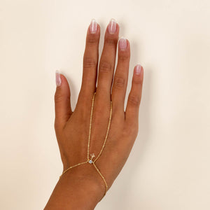 Gold Dainty Butterfly x Bezel Hand Chain - Adina Eden's Jewels