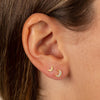  Pavé Crescent Moon Threaded Ball Stud Earring - Adina Eden's Jewels