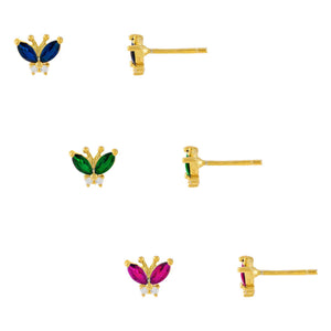 Combo CZ Colored Butterfly Stud Earring Combo Set - Adina Eden's Jewels