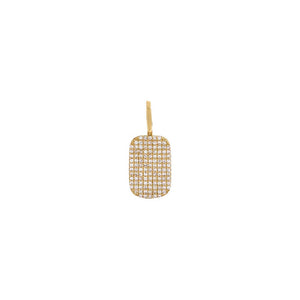 14K Gold Diamond Pave Dog Tag Charm 14K - Adina Eden's Jewels