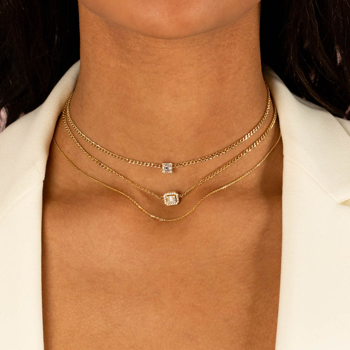  Square Diamond Cuban Choker 14K - Adina Eden's Jewels