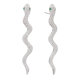 Silver Snake Drop Stud Earring - Adina Eden's Jewels