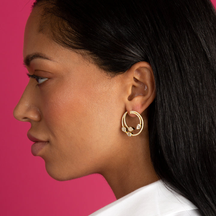  Pave Illusion Teardrop On The Ear Stud Earring - Adina Eden's Jewels